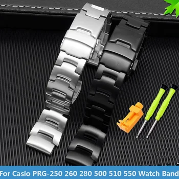 Ремешок для часов Casio PRG из нержавеющей стали-250 260 270 280 PRW-3500 2500 5100 Sport Climbing Ремешок для часов из прочной стали Браслет 18 мм