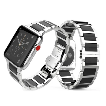 Ремешок из нержавеющей Стали Для Apple watch band 44 мм 40 мм 42 мм 38 мм Металлокерамический Браслет iwatch series 5 4 3 6 se 7 45 мм 41 мм