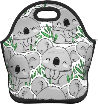 Ретро-сумка для ланча с коалой и листьями, неопреновая сумка для ланча, изолированный ланч-бокс для взрослых/детей/путешествий/пикника/работы