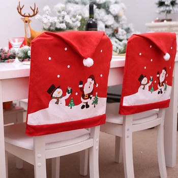Рождественские чехлы для стульев, чехлы для стульев со снеговиком, Нетканый протектор для стульев, задняя крышка, украшения для домашней вечеринки, Рождественский Мультяшный декор