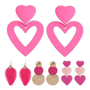 Розовые серьги Барби в форме любви, Акриловая подвеска с надписью Kawaii Barbie, Ювелирные изделия для женщин, Милые аксессуары для косплея для девочек