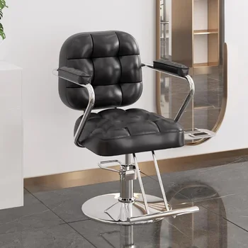 Роскошное кожаное салонное кресло Iron Beauty Barber, вращающееся парикмахерское кресло на гидравлической ножке, мебель Cadeira De Barbeiro