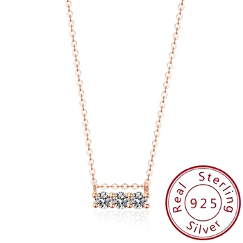 роскошное ювелирное ожерелье с цветами для женщин, женский бриллиант, муассанит 0,3 карата, подвеска из розового золота круглой огранки S925, Подвеска из розового золота круглой огранки