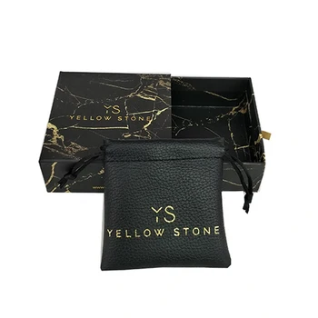 Роскошный Тисненый Логотип из золотой фольги, Мраморный ящик, коробка для упаковки ювелирных изделий с лентой