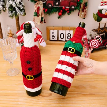 С Рождеством Крышка для бутылки вина Тканый Санта Рождественский Орнамент Рождественские Украшения для обеденного стола Вечеринка Новый год 2024 Navidad Подарок