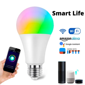 Светодиодная лампа RGBCW WiFi Smart Light Alexa Echo с голосовым управлением, для Google Assiant IFTTT, лампа синхронизации освещения умного дома