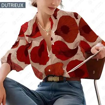 Свободные женские топы-рубашки, осенние повседневные рубашки большого размера с длинными рукавами и принтом, унисекс, легкая полоска, Обычный СТАНДАРТ СРЕДНЕГО ВОЗРАСТА 3D
