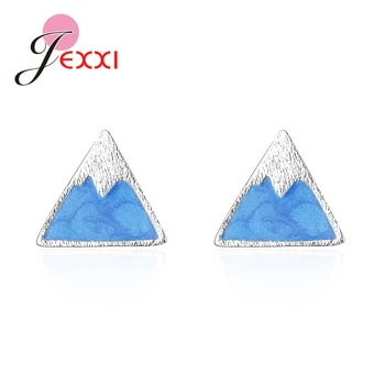 Серьги-гвоздики из настоящего серебра 925 пробы в форме геометрического треугольника с рисунком Blue Hill Романтические подарки для женщин и девочек