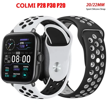 Силиконовый ремешок для COLMI P28 Plus P20 P30 Сменный ремешок для спортивных часов Браслет для COLMI P20 Plus Водонепроницаемый браслет