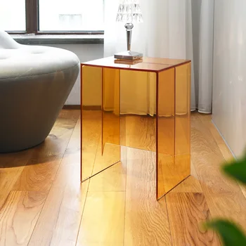 Скандинавский акриловый журнальный столик, прозрачный диван, уголок в ванной, водонепроницаемый табурет и простой дизайнерский столик.