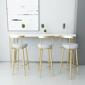 Скандинавский современный минималистичный простой золотой барный стул со спинкой, табурет для вас, барный стул для приема гостей, высокий стул для отдыха в ресторане