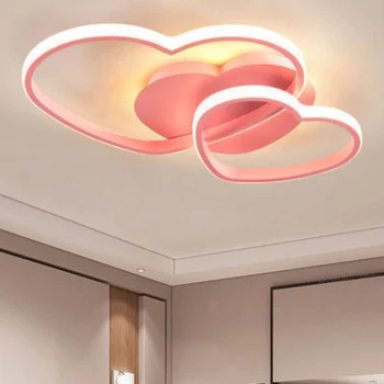 Современные потолочные светильники Princess Heart LED с регулируемой яркостью для детской комнаты для девочек, гостиной, свадебного декора, люстры Fairy Lamp