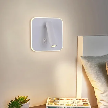 Современный настенный светильник для чтения мощностью 13 Вт, вращающийся на 350 градусов, прикроватный рассеянный свет, освещение для украшения дома в гостиничной спальне с выключателем