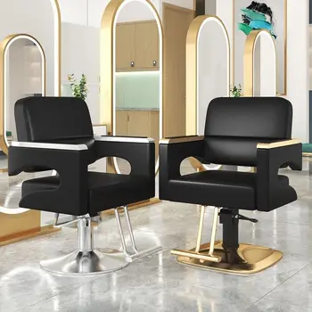 Специальное парикмахерское кресло 2023 года выпуска, вращающееся на 360 °, Большой рабочий кресельный подъемник, Салонное кресло для стрижки волос, легкое роскошное кресло из черного золота