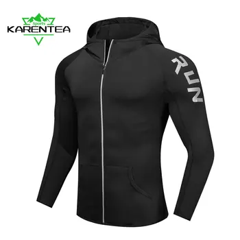 Спортивная куртка для бега с капюшоном, мужская спортивная одежда для бега трусцой, спортивная одежда для спортзала, дышащее облегающее пальто для фитнеса, куртка для бодибилдинга