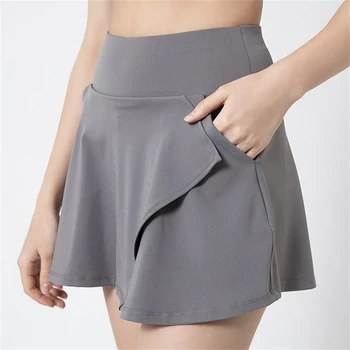 Спортивная юбка для йоги с карманами большого размера, теннисная юбка с высокой талией, женская быстросохнущая дышащая юбка в складку для фитнеса