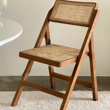 средневековые стулья, складные спинки, плетеные стулья из ротанга, красные ресторанные обеденные стулья, простые табуреты из массива дерева для кафе