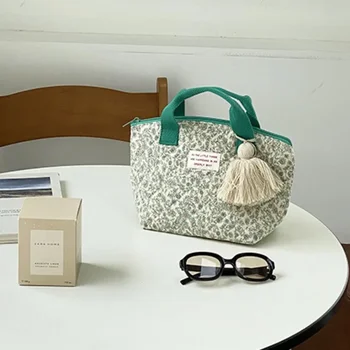 Стеганая утепленная сумка для ланча, Корейская маленькая сумка-тоут для женщин, Переносная Детская Школьная Утепленная коробка для ланча, сумки для пикника
