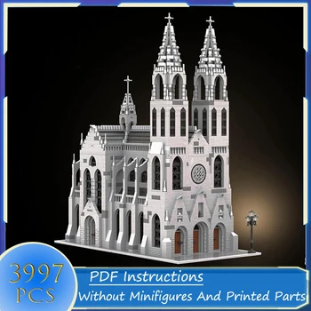 Строительный блок, набор для модульной архитектуры Готического собора, Креативная модель замка с видом на улицу, Игрушки для сборки кирпичей, подарки