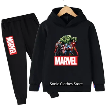 Толстовки с халком, детские спортивные костюмы, весенне-осенняя зимняя толстовка для мальчиков и девочек, комплект одежды Marvel-Super heros, брюки с капюшоном, детский костюм
