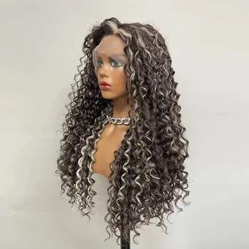 Трансвестит Синтетический Прозрачный парик с кружевом спереди, светлый коричнево-серый парик с кружевом, парики для косплея трансвестита для чернокожих женщин