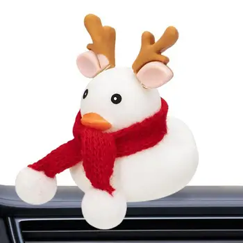 Украшения для автомобиля с резиновой уткой, Милые украшения для рождественского шарфа, Милая утка с рождественским шарфом, сжимающая приборную панель автомобиля с утенком