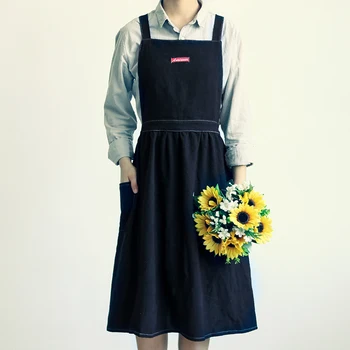 Фартук Женская домашняя кухня Приготовление Пищи Японский костюм для маникюра из хлопка и льна С индивидуальным логотипом