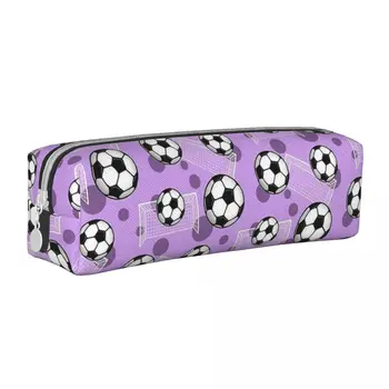 Фиолетовые пеналы для футбольных мячей со спортивным рисунком, держатель для ручек, сумка для студентов, Школьные принадлежности большой емкости, Подарочные пеналы для карандашей
