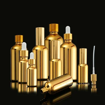Флакон-распылитель С высококачественным золотым покрытием, косметический Суббутылочный стеклянный флакон для эфирного масла, баночка для лосьона, флакон-капельница для макияжа многоразового использования