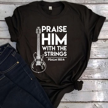 Футболка для гитары, футболка со стихами из Библии, футболка для гитары, футболка для христианского поклонения, одежда Harajuku Kawaii, футболки с христианским рисунком.