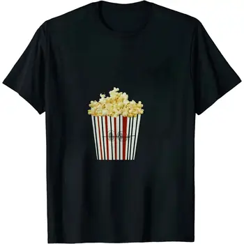 Футболка для любителей Попкорна С Сердцебиением Movie Snack Popcorn Gift Popcorn T-Shirt