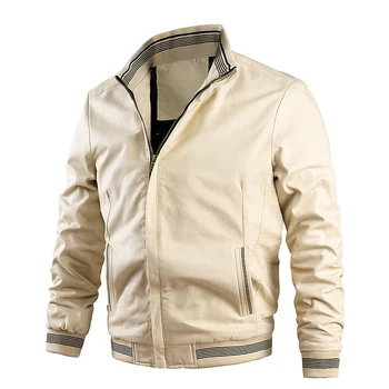 Хлопковая велосипедная куртка для мужчин 2023 года, Новая весенне-осенняя уличная модная куртка, пальто, мужская повседневная классическая тонкая куртка со стоячим воротником