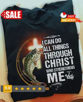 Христианская рубашка для рыбалки, я могу все через Христа, Который укрепляет Меня, длинные рукава