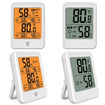 Цифровой измеритель температуры и влажности для дома, Электронный цифровой дисплей, термометр-гигрометр с переключением F / ° C