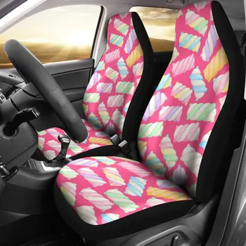 Чехол для сиденья с розовым рисунком Marshmallow, комплект чехлов для автомобильных сидений, 2 шт., автомобильные аксессуары, автомобильные коврики