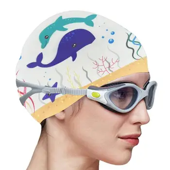 Шапочки для плавания, эластичные водонепроницаемые, защищающие уши, длинные волосы, шапочка для бассейна, шапочки для купания