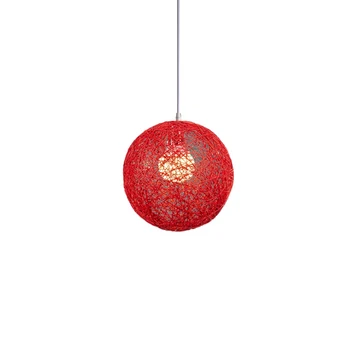 Шаровая люстра из красного бамбука, ротанга и пеньки, индивидуальное творчество, сферический абажур-гнездо из ротанга