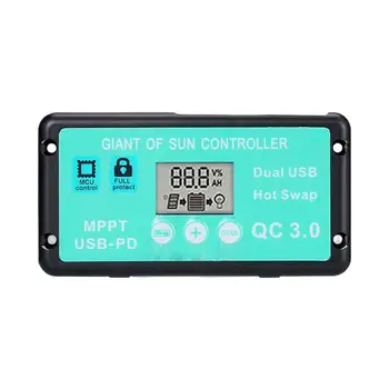 ШИМ-контроллер солнечной зарядки с ЖК-дисплеем, регулируемое преобразование мощности USB для пеших прогулок, кемпинга, рыбалки