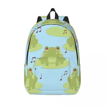 Школьный студенческий рюкзак Kawaii Frogs с поющими водяными лилиями, рюкзак на плечо, сумка для ноутбука, школьный рюкзак