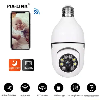 Электрическая лампочка 2.4G E27 Wifi Камера Ночная версия Защита безопасности 360 ° HD IP Camara Vigilancia IR Smart Home Cctv PIX-LINK