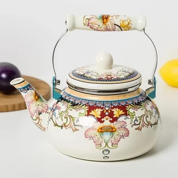 Эмалированная кастрюля объемом 2,4 л, кувшин для китайской медицины, индукционная плита, газовый чайник для воды, старинные чайники с чайной эмалью