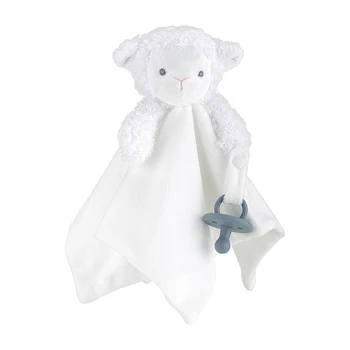 Ягненка плюшевые одеяло безопасности соску держатель клип детские пустышки милый вышитый ягненок овец для новорожденного одеяло